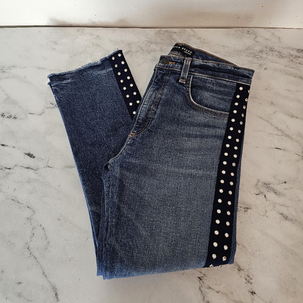 Veronica Beard INES 10.75" Girlfriend Blue Jeans 27 Preowned